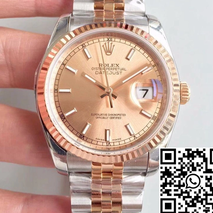 Rolex 116234 36mm Factory Gold Rose AR Dial Datejust 1001